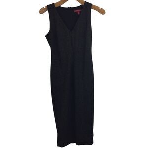 Saks 5th Avenue Womens V-Neck Sleeveless Sheath Dress Black Shimmer Size SP